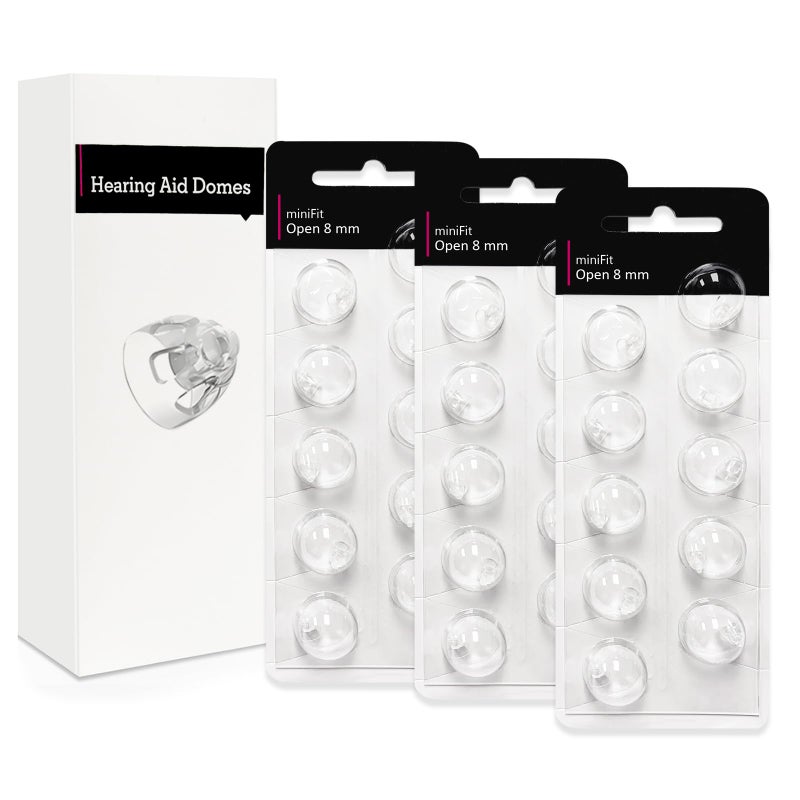 Open 8mmHearing Aid Domes for Oticon Minifit Oticon Hearing Aid Supplies Replacements Parts Accessories Universal Oticon Domes for Hearing Aids Cleaning Kits 30 Pcs